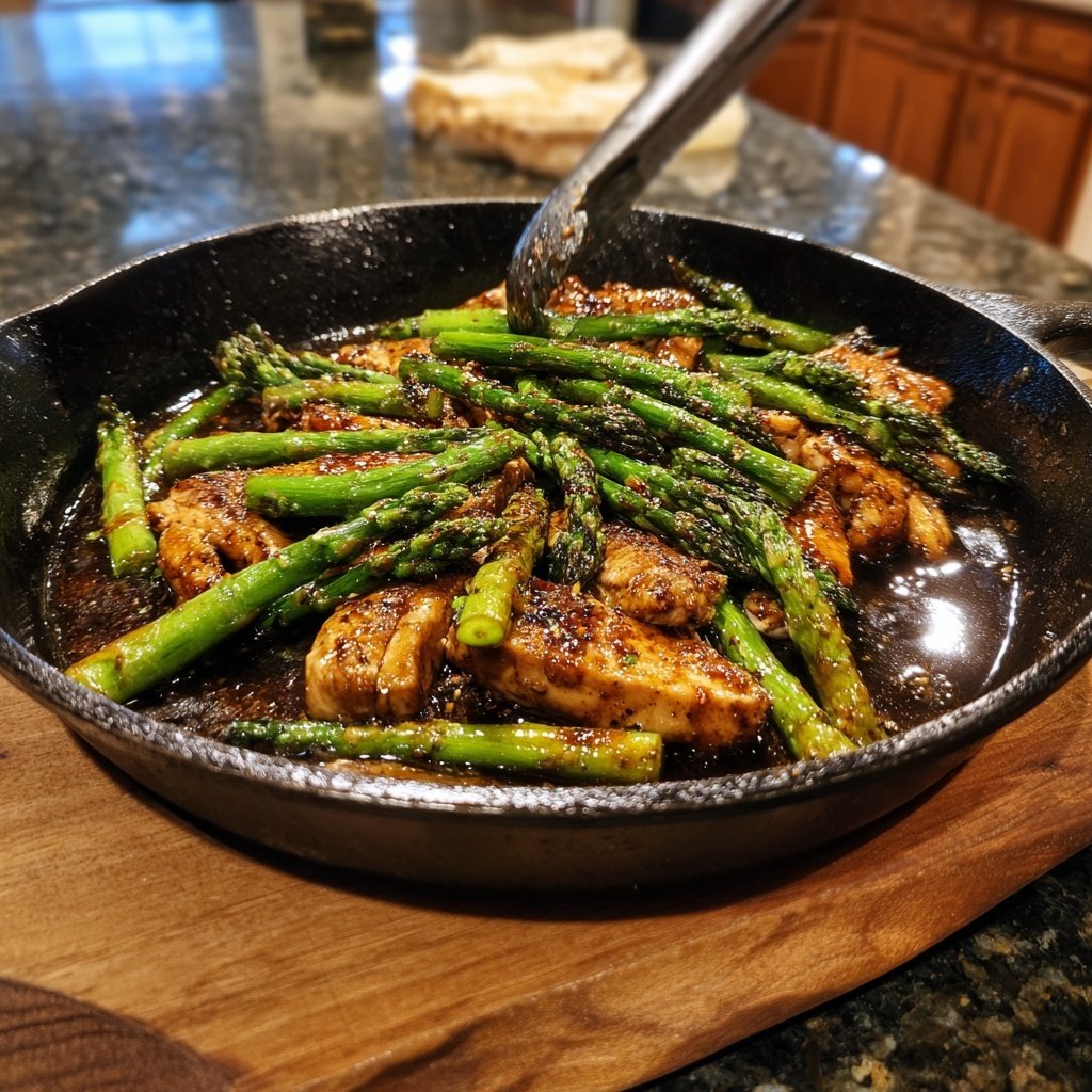 Balsamico-Huhn und Spargel