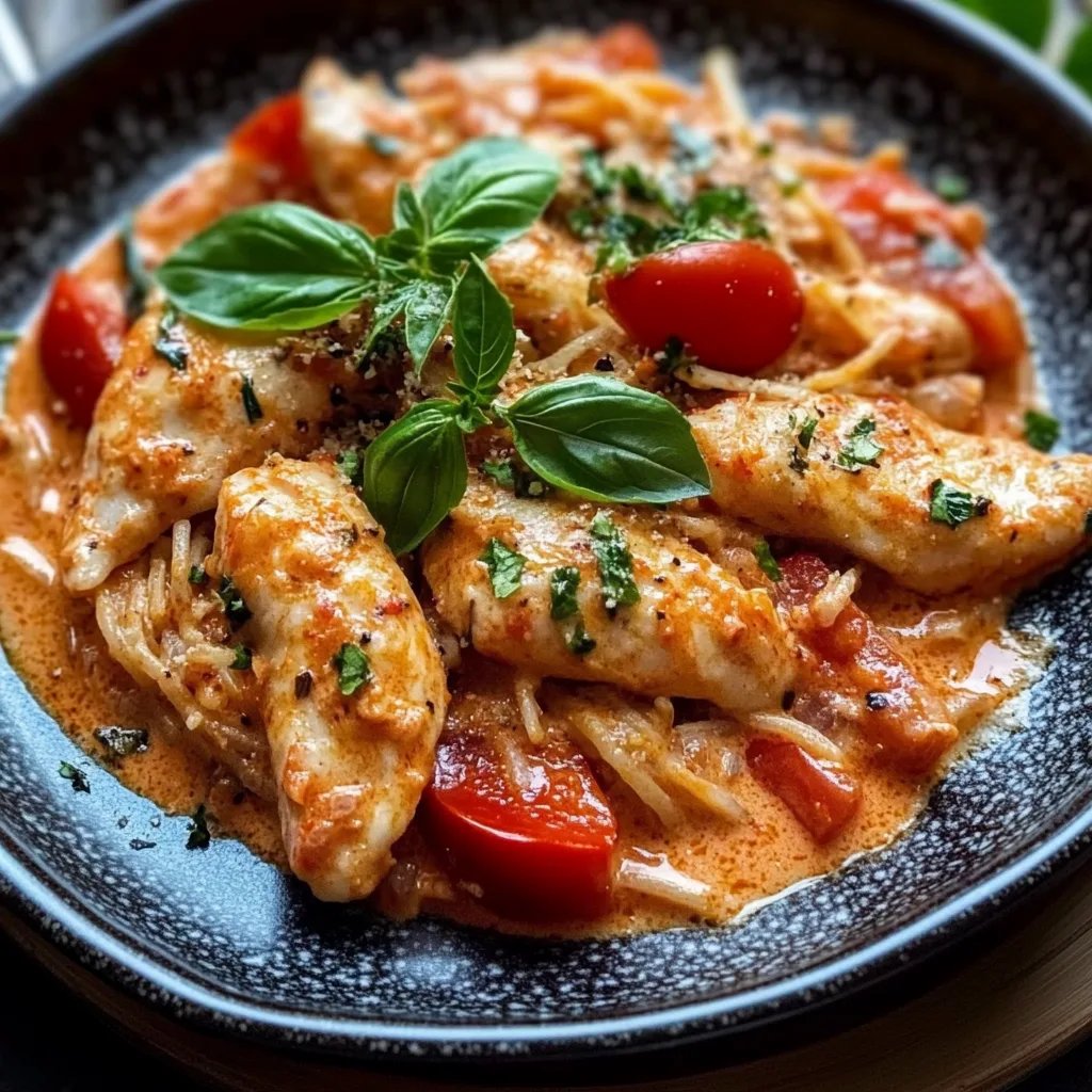 Tomatiges Hähnchen mit Reis