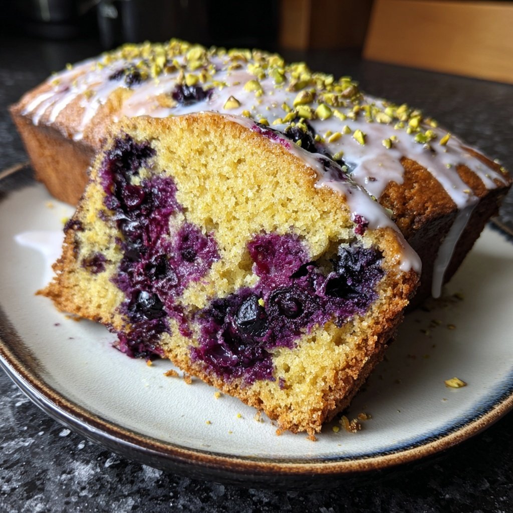 Blaubeeren Zitrone Sauerteig mit Pistazien Topping