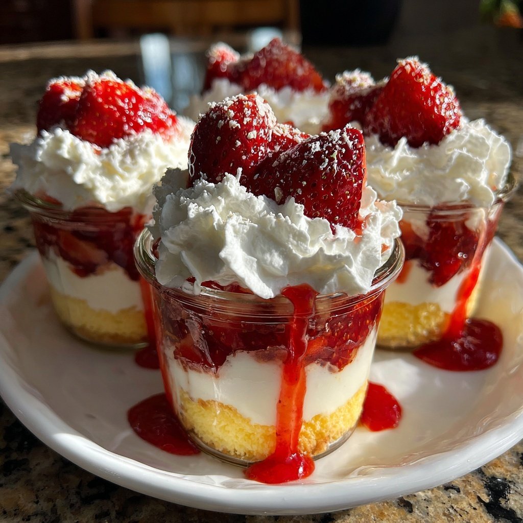 Erdbeerkuchen Pudding Becher