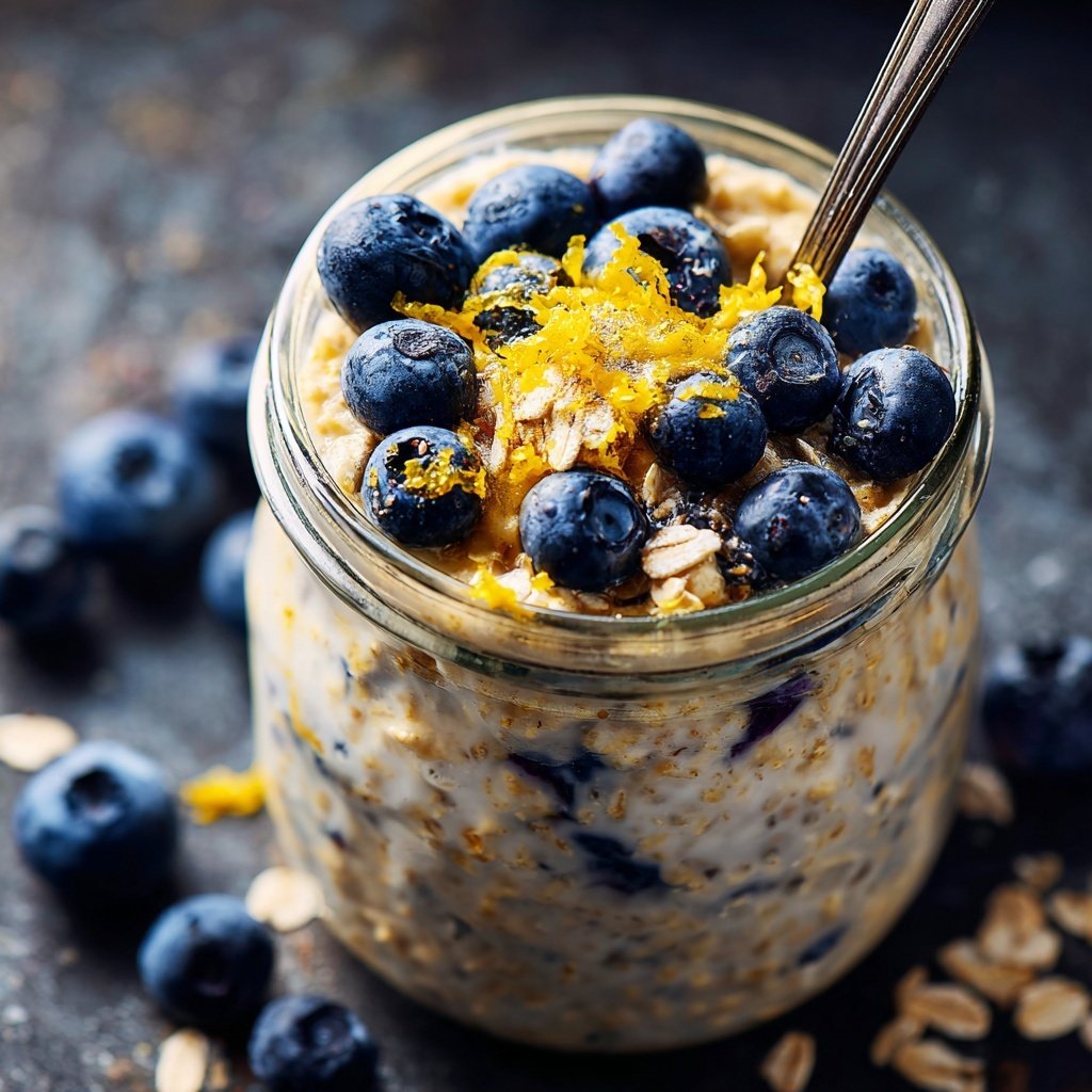 Zitronen-Blaubeer-Overnight-Oats