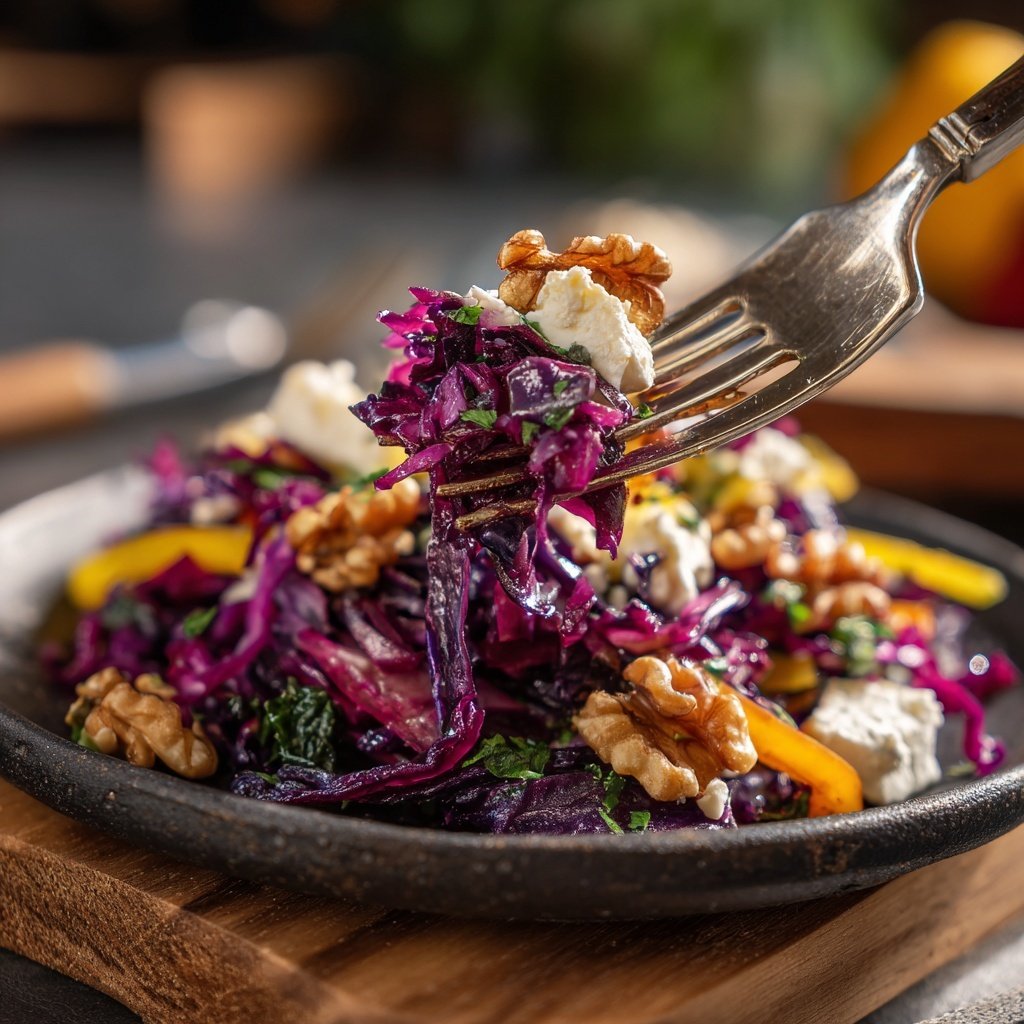 Rotkohl Salat mit Feta und Walnüssen - Klara & Ida