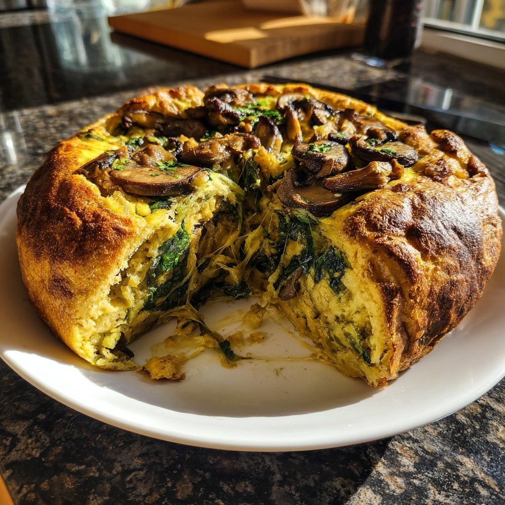 Spinat Pilz Frühstück Auflauf