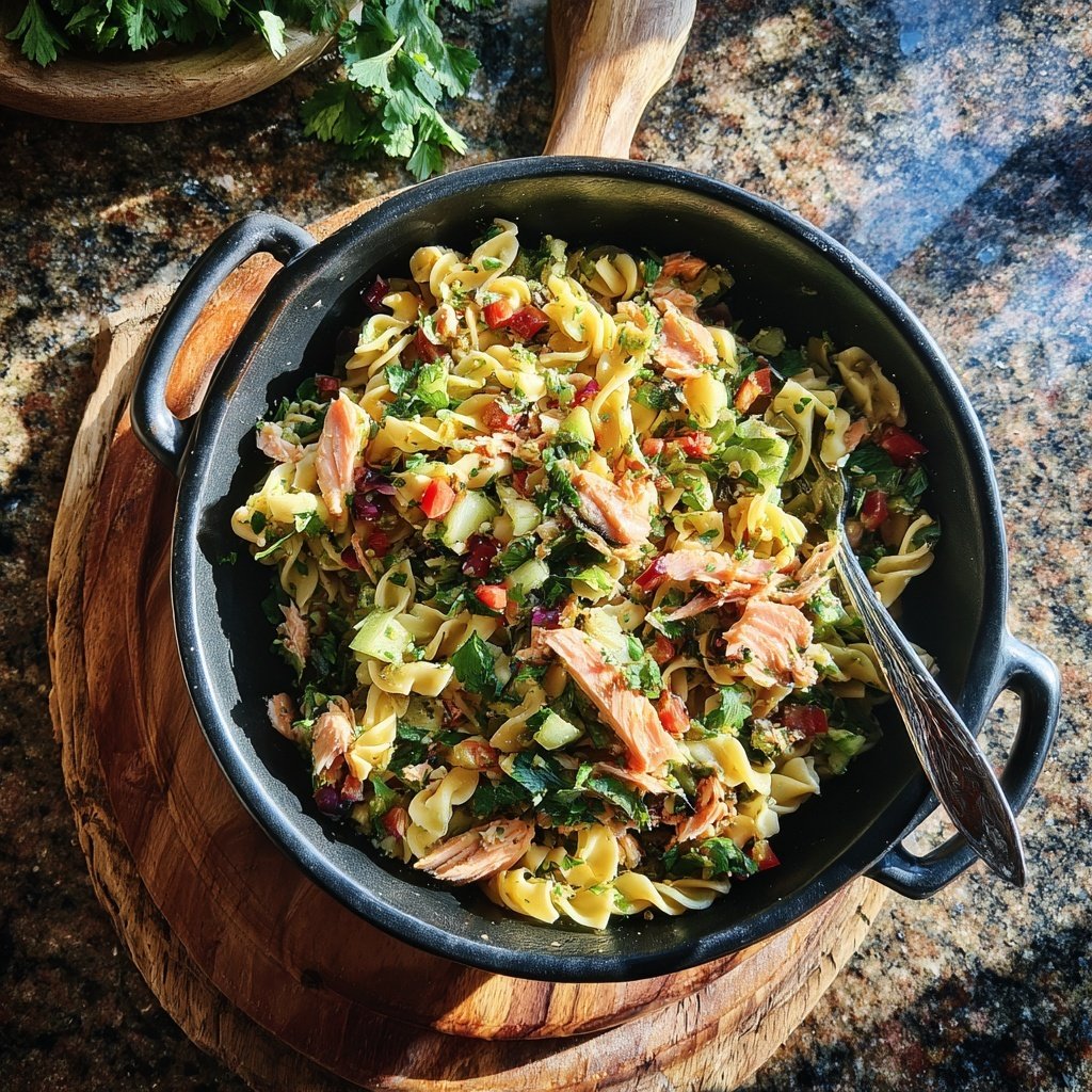 Koriander-Limetten-Lachs-Pasta-Salat