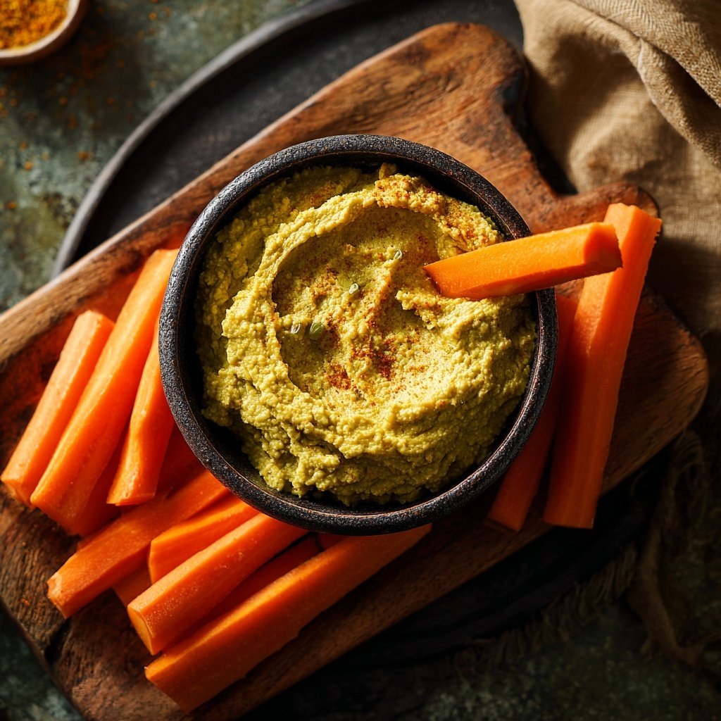 Erbsenhummus mit Karottensticks