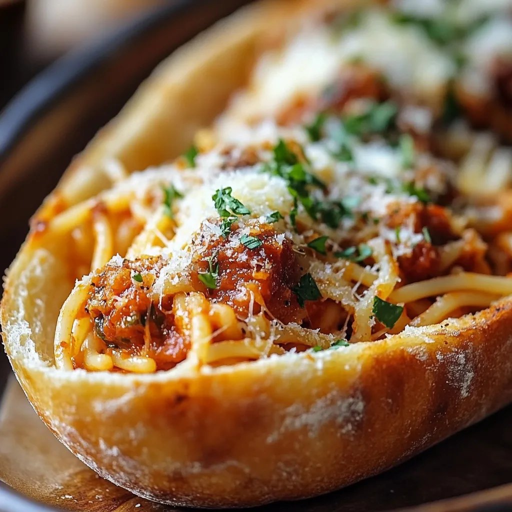 Spaghetti-Knoblauchbrot-Schalen