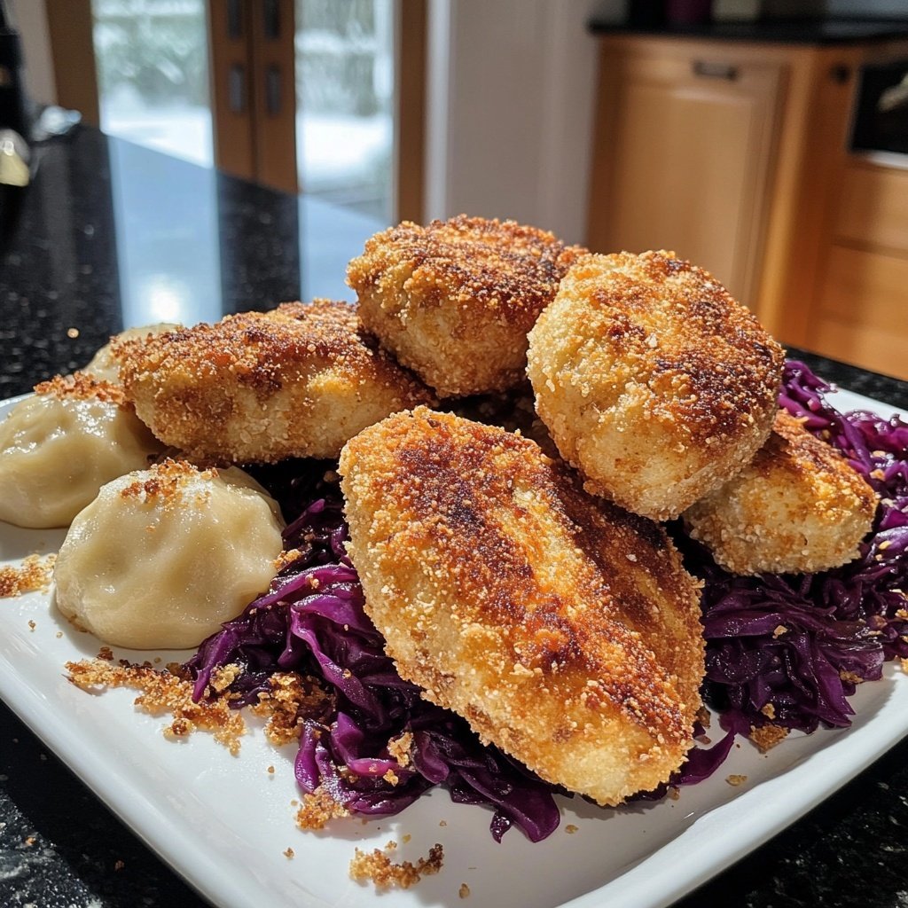 Vegane Entenkeulen mit Rotkraut und Klößen